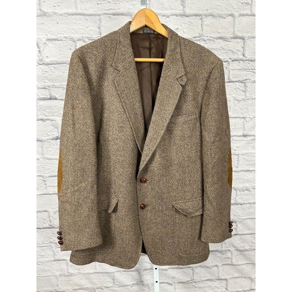Saxony Hall Clothes Perry Clothing Button Front Elbow Patch Men's Coat Jacket 44 - Picture 1 of 7